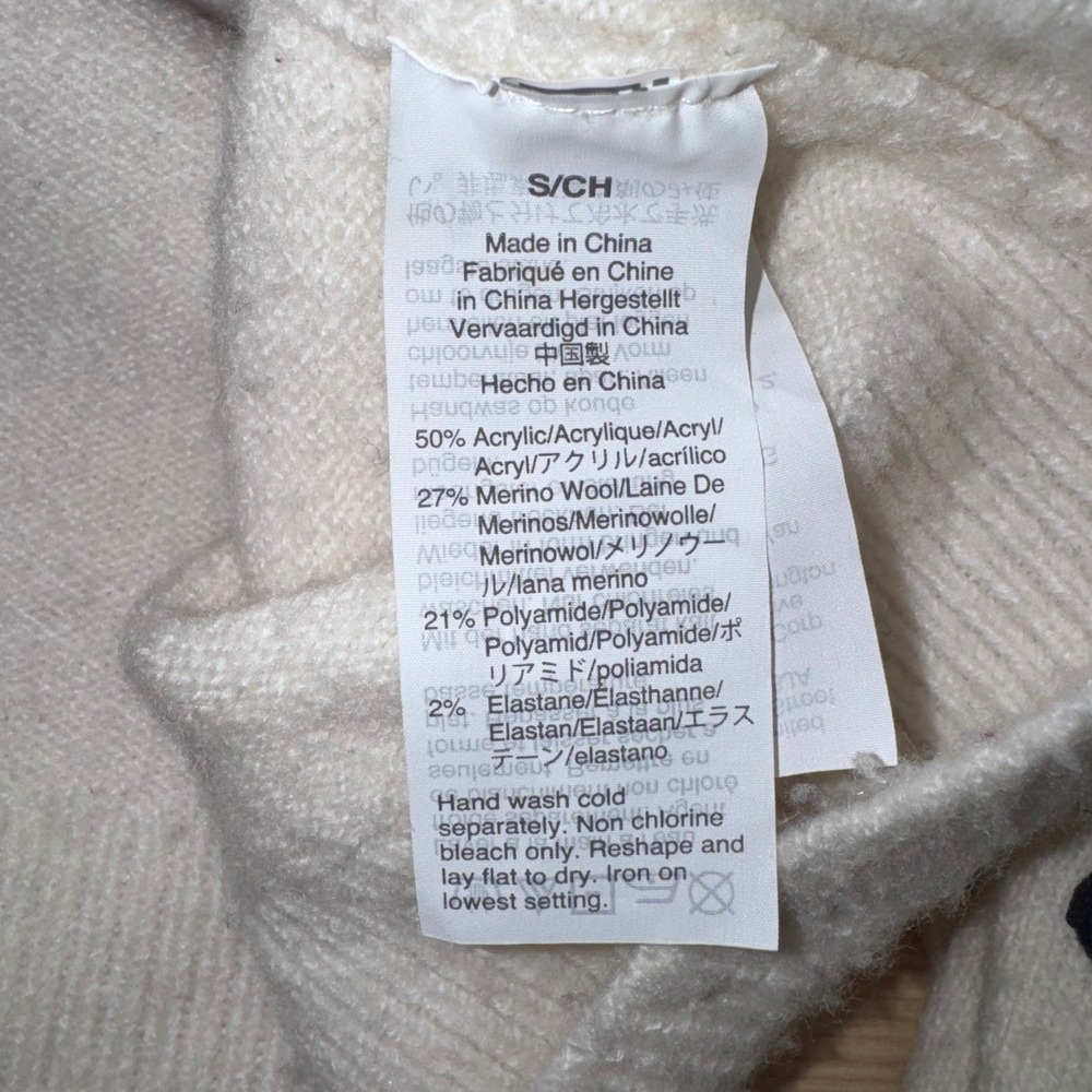 Madewell Pom Pom Polka Dot Sweater Small Merino Wool Blend Cream Bobble Knit - Picture 5 of 6